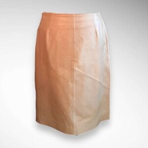 LEATHER LIMITED Women's Tan Soft Leather Pencil Skirt Size 8‎ | EUC